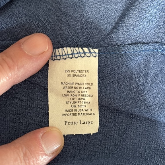 Tiffany & Grey Women’s Size Large Petite Sleeveless Cowl Style Neck w/ Tie - Picture 6 of 6